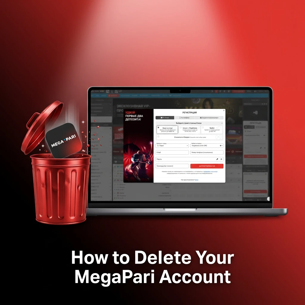 MegaPari account deletion steps showing customer support contact, identity verification, and balance withdrawal process