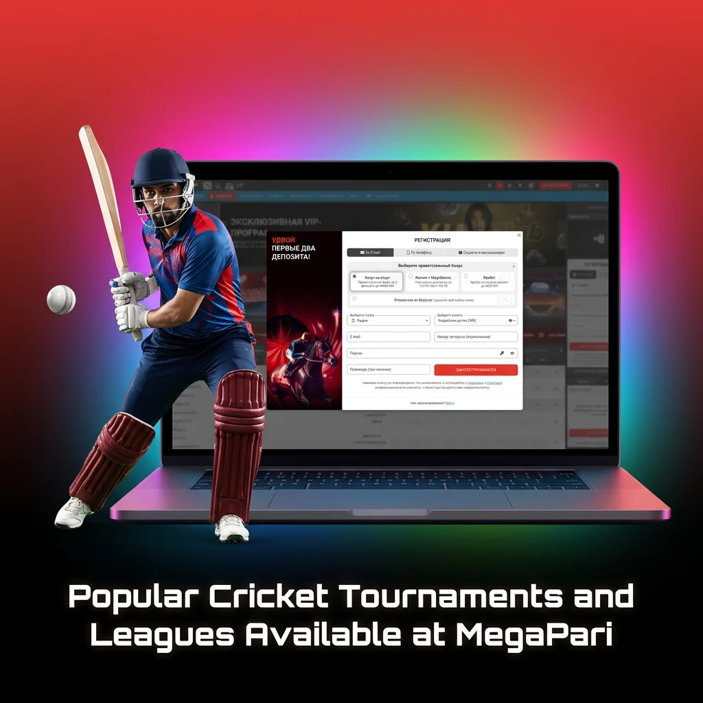MegaPari cricket betting tournaments including IPL, ICC World Cup, Ashes and domestic leagues available year-round
